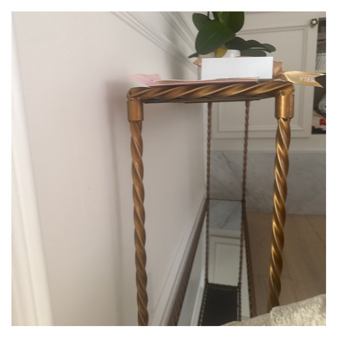 Mercer41 Zanilah Metal Twisted Rope Inspired 1 Shelf Gold Console